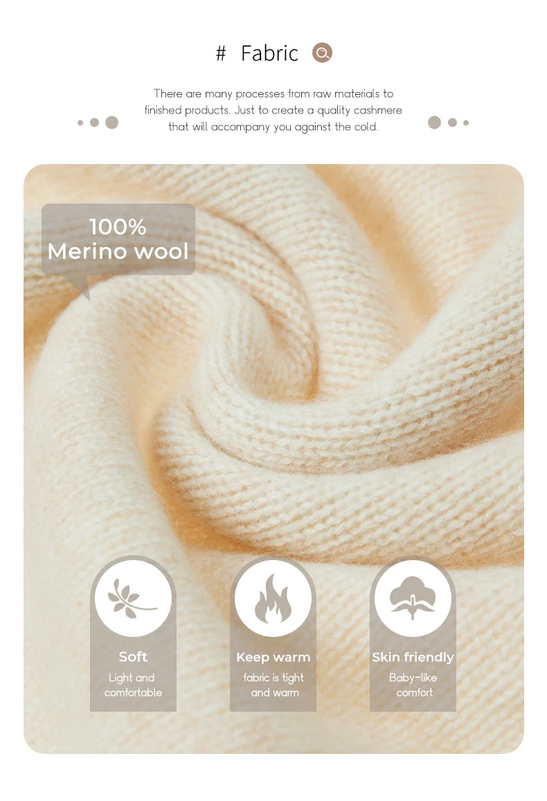 Mode 100 % Merinoull Tröja Cashmere Pullover O-ringad Långärmad Dam Stickat Höst Vinterkläder Aliselect Toppar