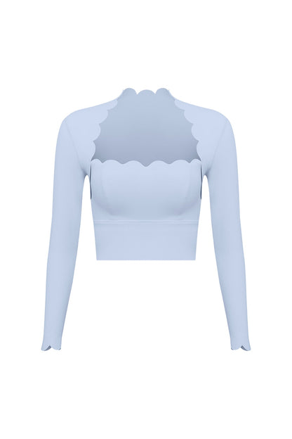 Scallop Cropped Long Sleeve Top
