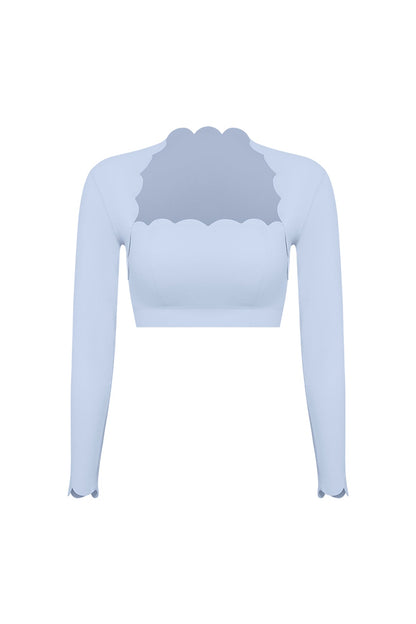 Scallop Cropped Long Sleeve Top