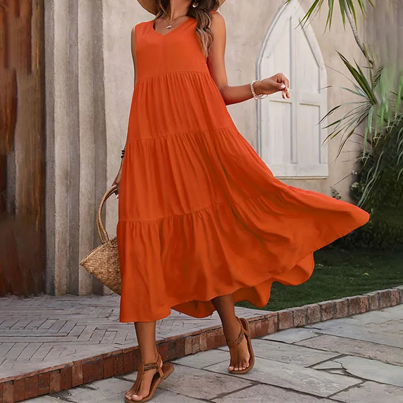 Women’s Dress | V-Neck Tiered Maxi - Seldom Seen Styles