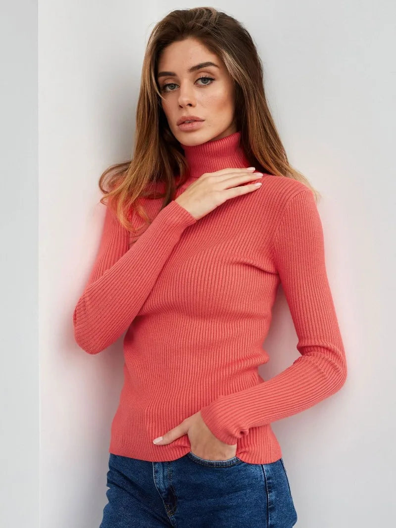 Bornladies Basic Turtleneck Dam Tröjor Höst Vinter Toppar Slim Dam Pullover Stickad Tröja Jumper Soft Warm Pull