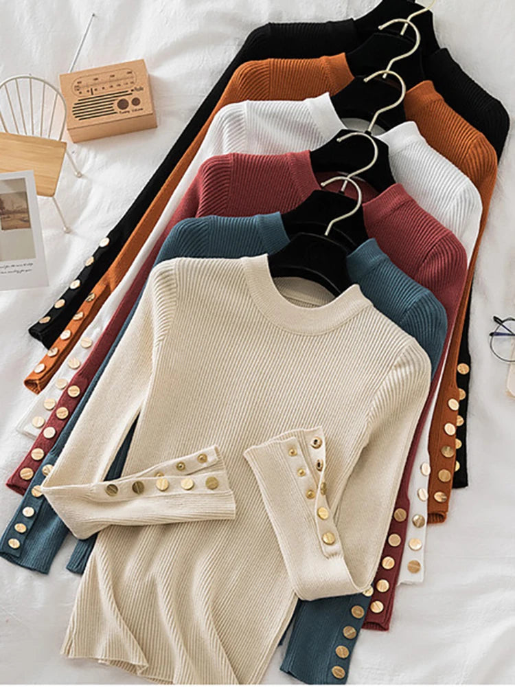 2024 frauen dicken pullover pullover khaki casual herbst winter taste oansatz chic pullover weibliche dünne stricken top weiche jumper tops