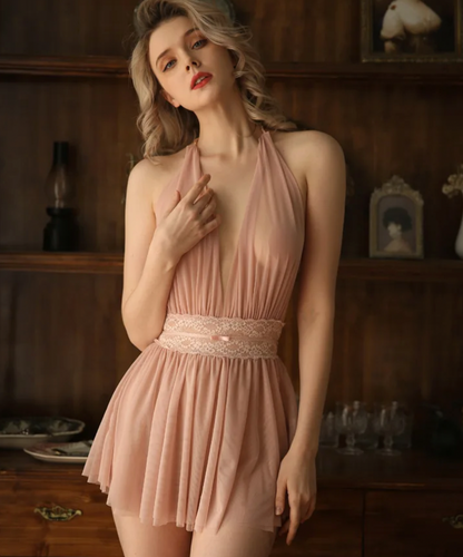 ROBE LINGERIE ROMANTIQUE EN MAILLE À DOS NU LEILA