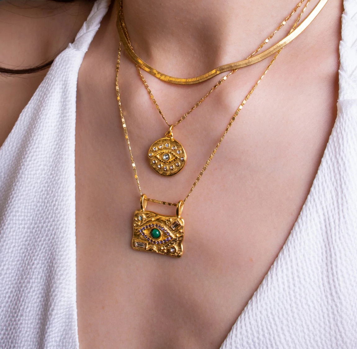 FARAH 18K GOLD PLATED EVIL EYE NECKLACE - Seldom Seen Styles