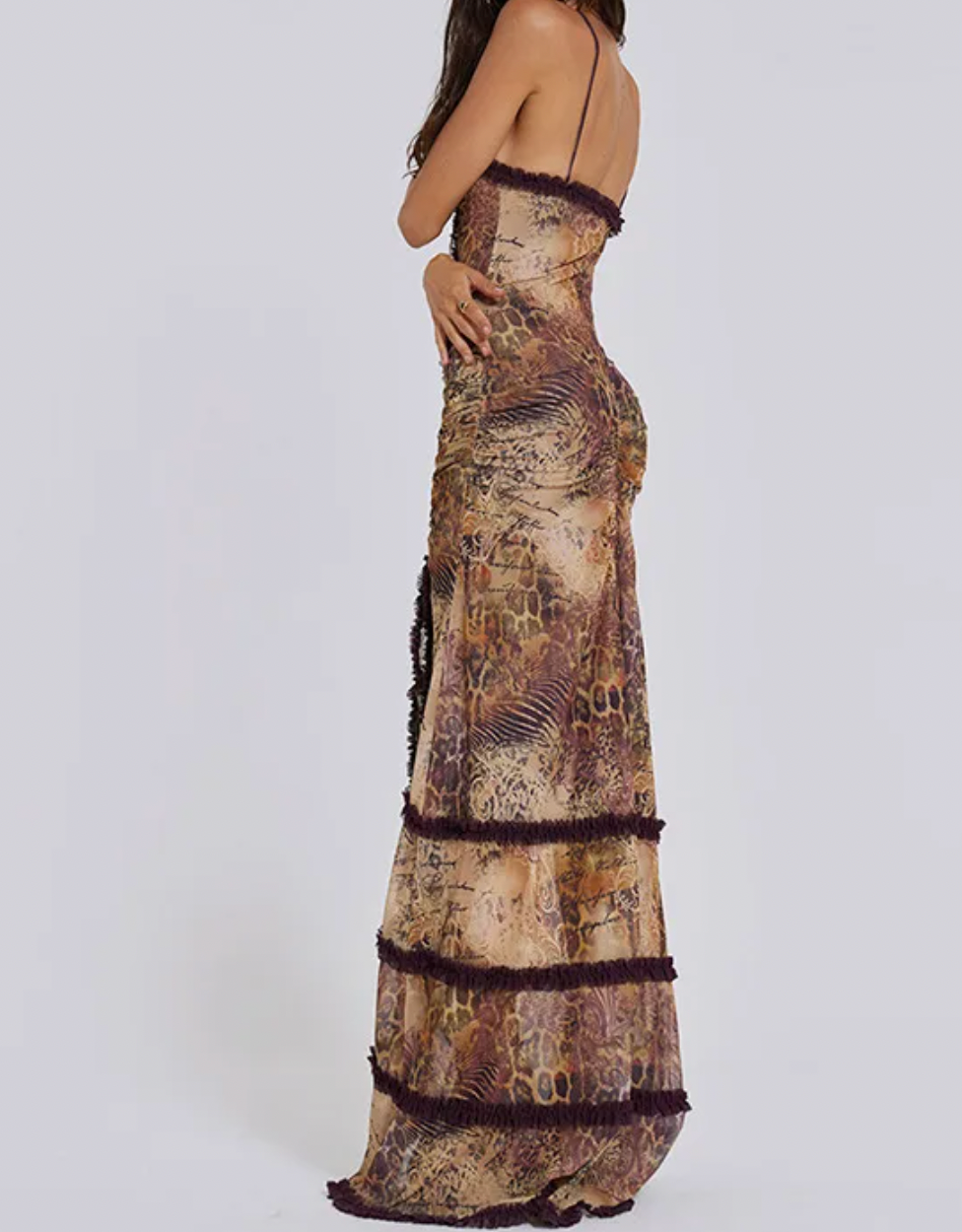 BRIT Y2K RUFFLE MAXI CUTOUT DRESS - Seldom Seen Styles