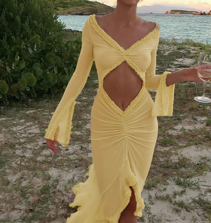 NINA SHEER CUTOUT MAXI DRESS