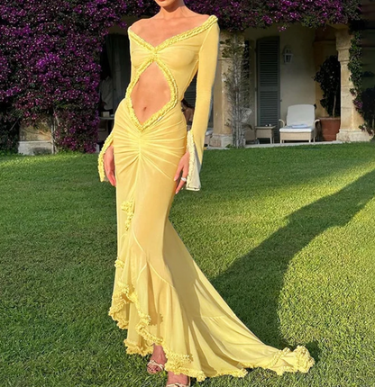 NINA SHEER CUTOUT MAXI DRESS