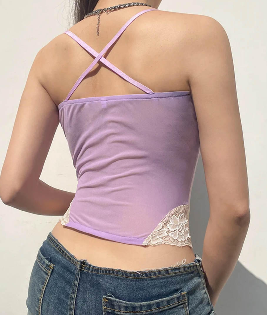 GIGI Y2K GOTH LACE CAMI - Seldom Seen Styles