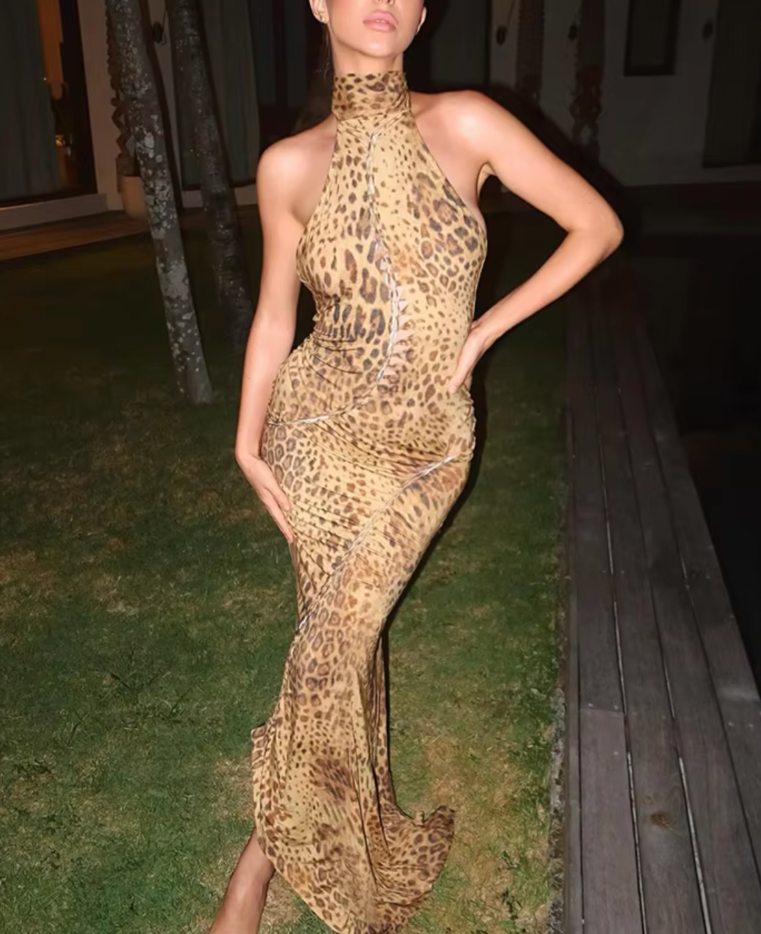 JELENA HALTER LEOPARD Y2K DRESS - Seldom Seen Styles