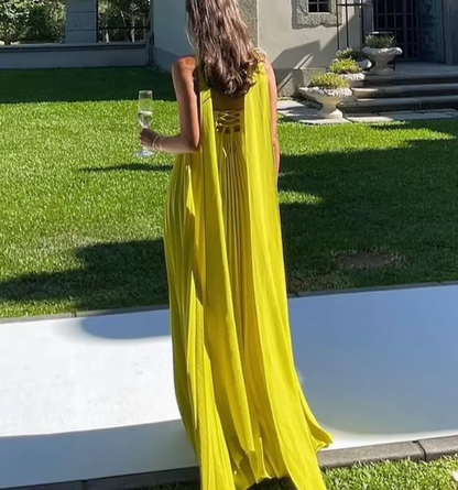 MELANI GRÜNES PLISSIERTES TRÄGERLOSES KLEID