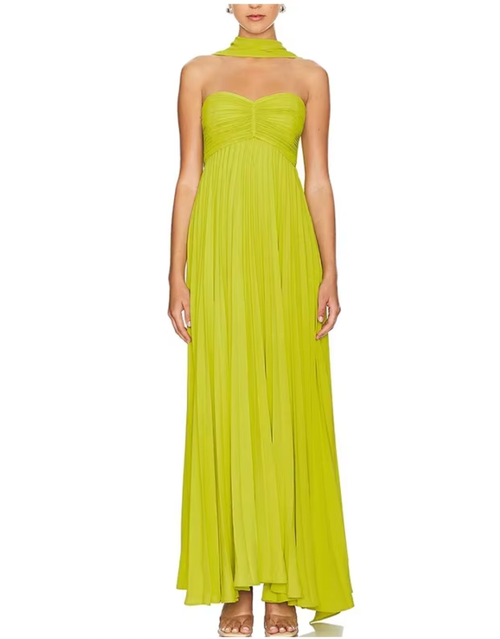 MELANI GREEN PLEATED STRAPLESS GOWN - Seldom Seen Styles