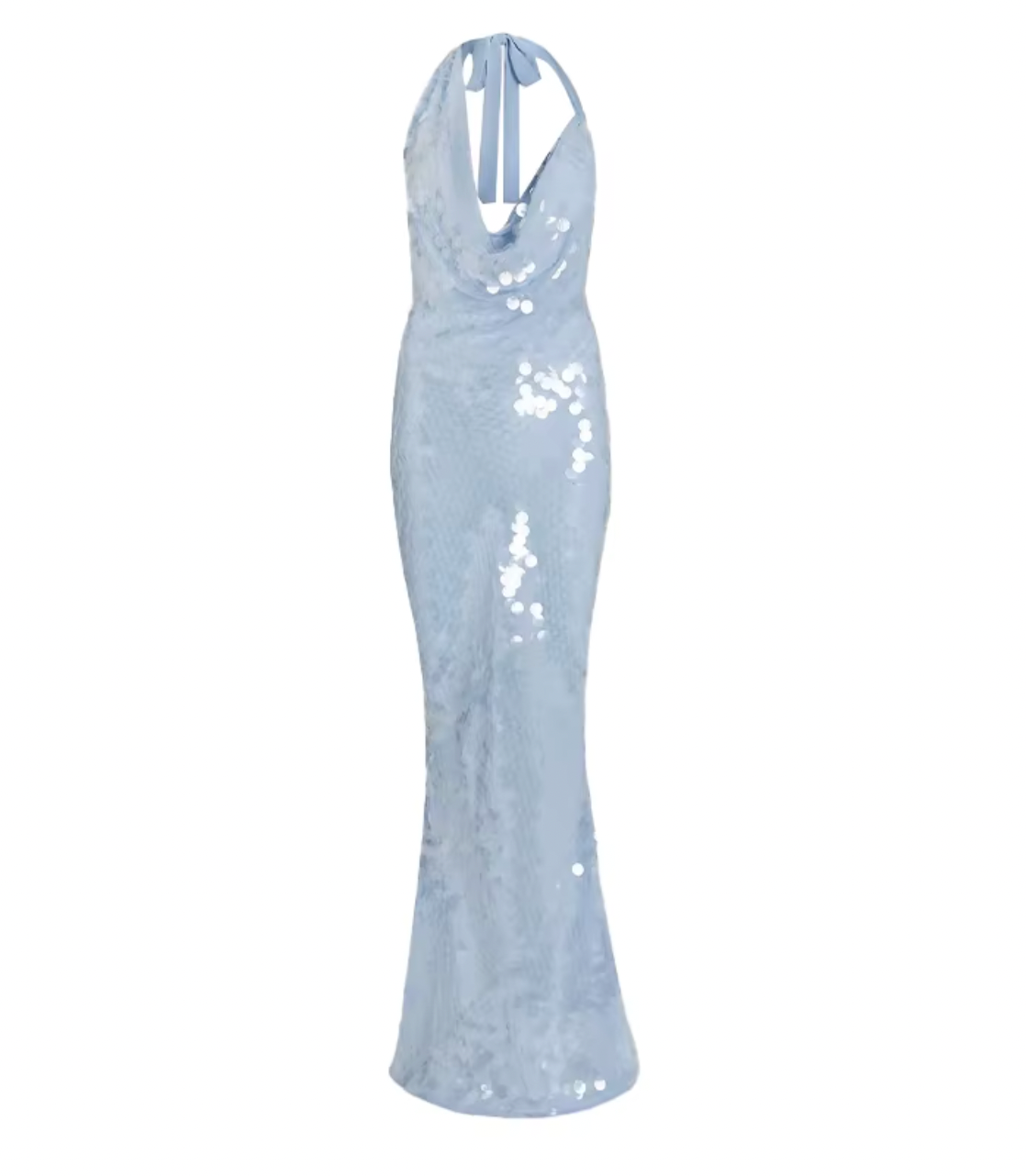 LORI BLUE DRAPED SEQUIN GOWN - Seldom Seen Styles