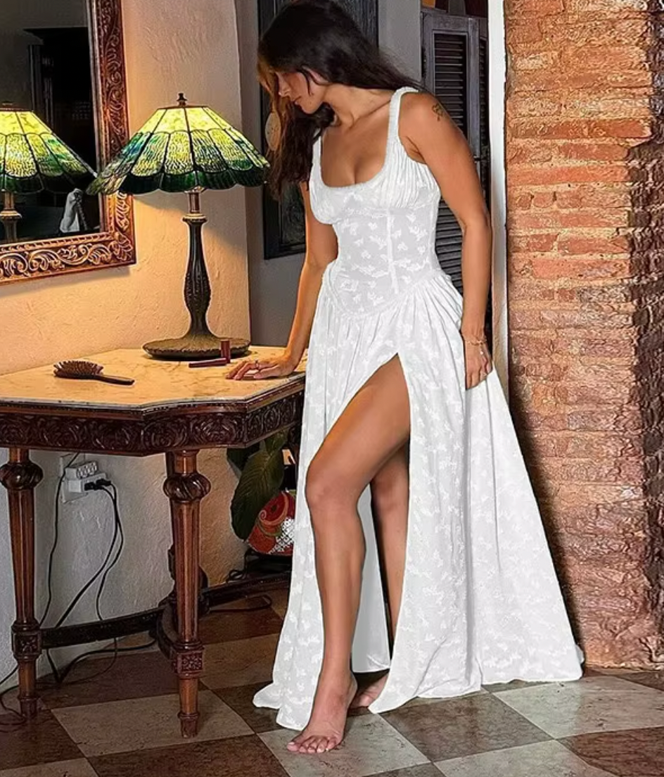 LOLI PRINCESS MAXI DRESS WITH SLIT - Seldom Seen Styles