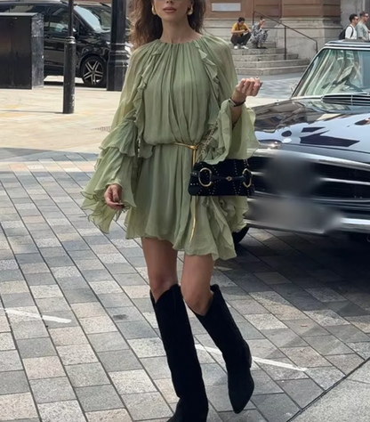 ROBE MINI EN MOUSSELINE À VOLANTS CHLOE