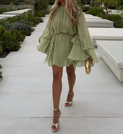 ROBE MINI EN MOUSSELINE À VOLANTS CHLOE