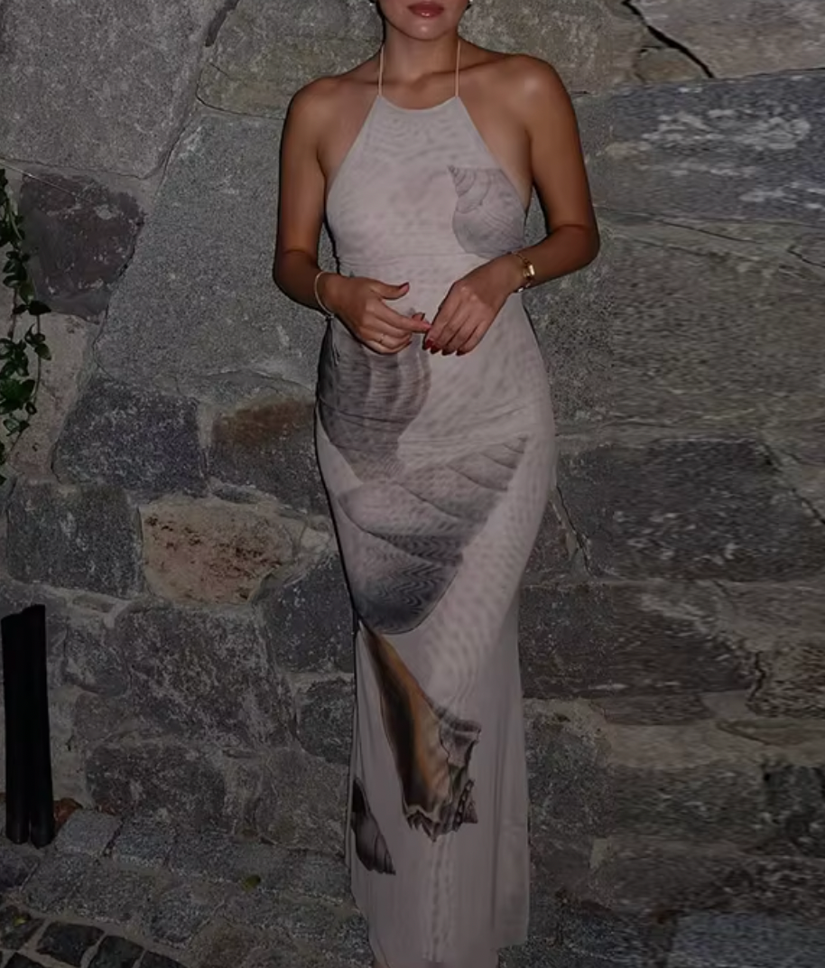 RAYA HALTER SEASHELL DRESS - Seldom Seen Styles