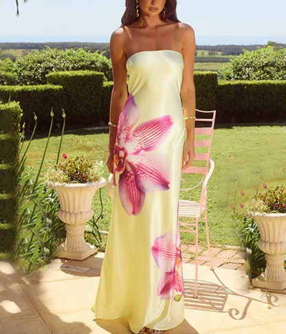 ELLIE TRÄGERLOSES GELBES KLEID