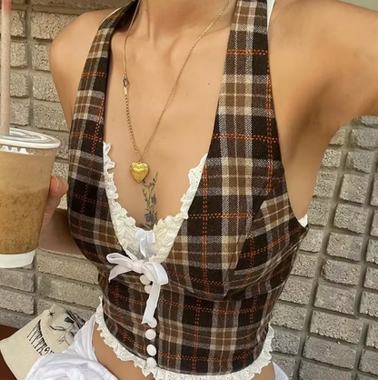 JESSI KARIERTES NECKHOLDER-TOP