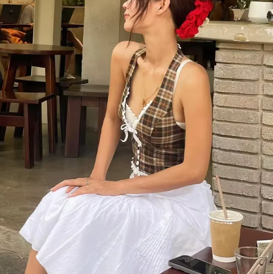 JESSI PLAID HALTER TOP - Seldom Seen Styles