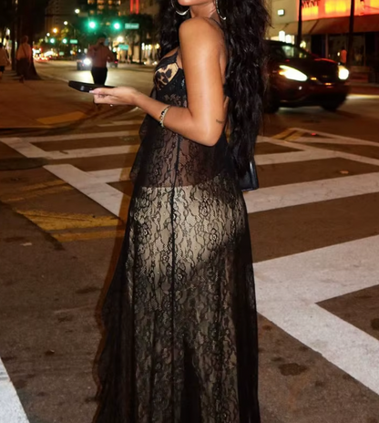 HAUT EN DENTELLE TRANSPARENTE LÉOPARD FRANI