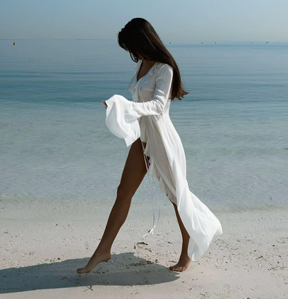 LANGES, TRANSPARENTES TOP „JOHN“ MIT RÜSCHEN