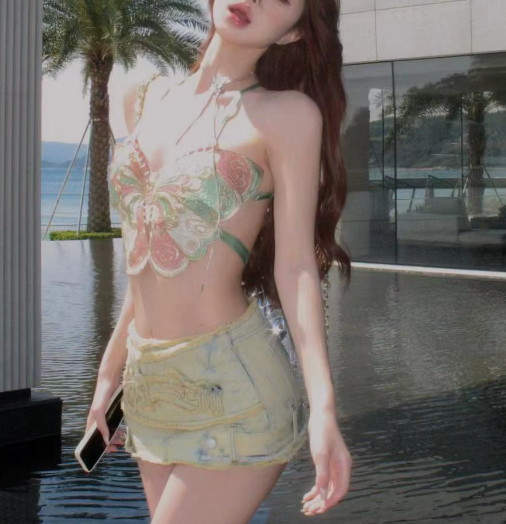 LIANE BUTTERFLY OPEN BACK Y2K TOP - Seldom Seen Styles