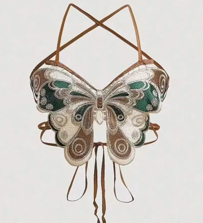 Haut papillon Liane à dos ouvert style années 2000