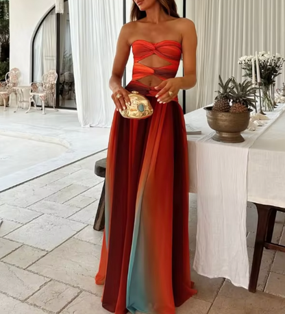 MILLE STRAPLESS OMBRE DRESS