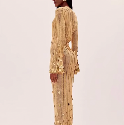 LANIE DEEP V HÄKELPAILLETTENKLEID