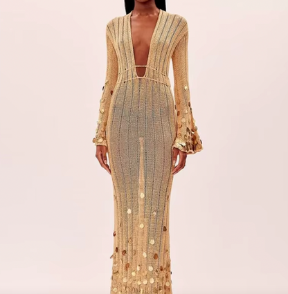 LANIE DEEP V HÄKELPAILLETTENKLEID