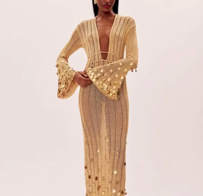 LANIE DEEP V HÄKELPAILLETTENKLEID