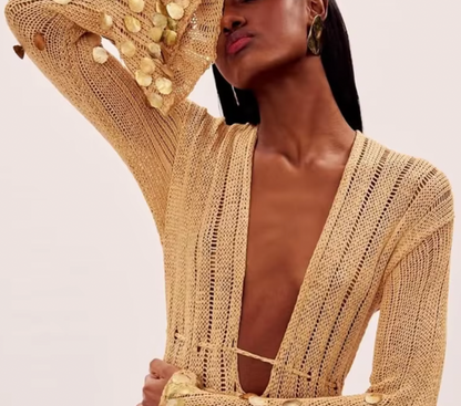 LANIE DEEP V HÄKELPAILLETTENKLEID