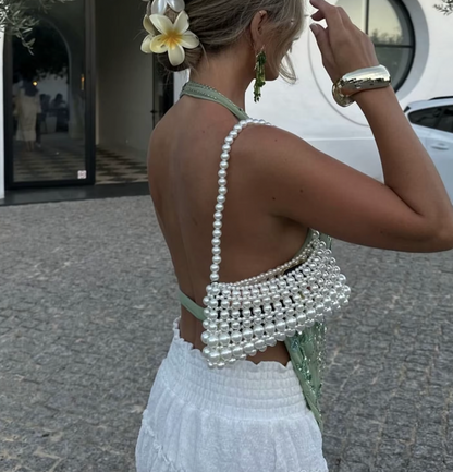 Haut drapé dos nu à paillettes Jasmine