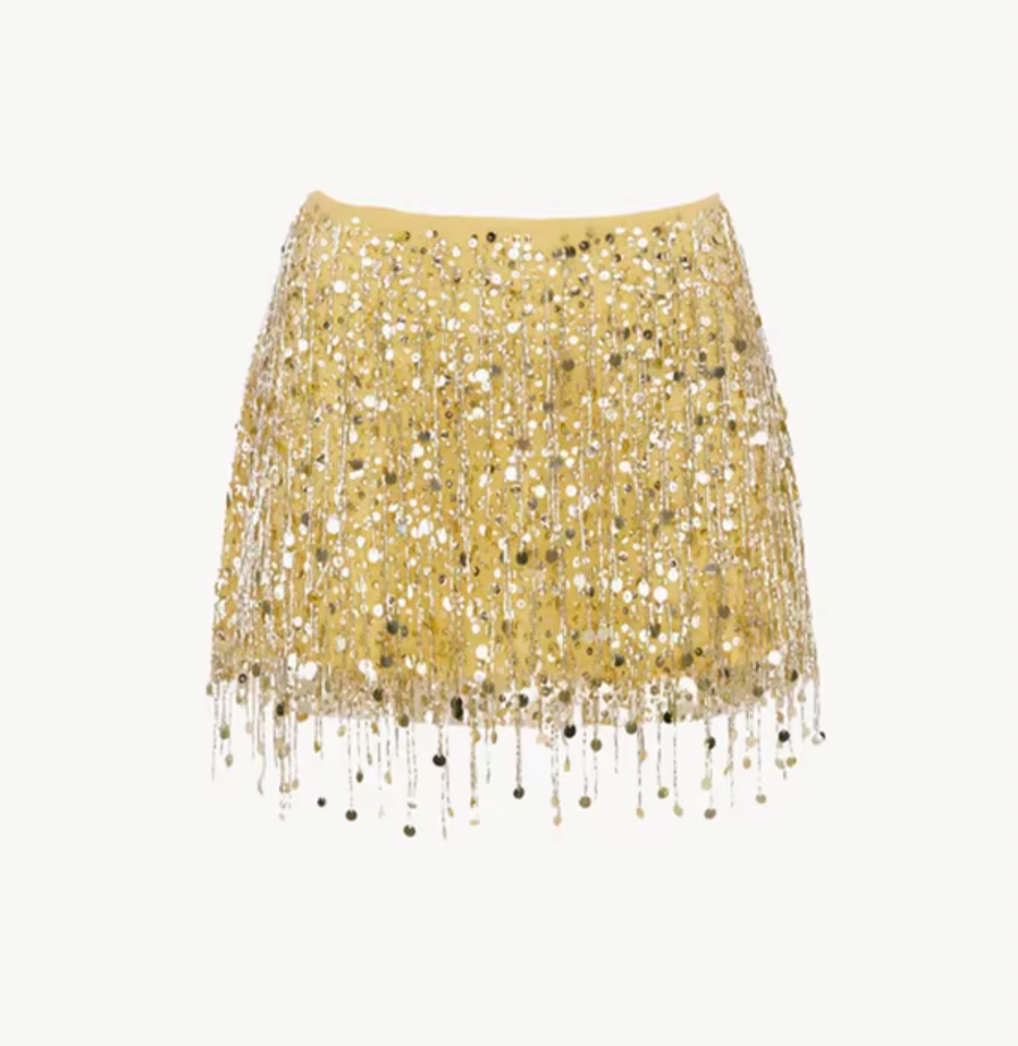 LORI SEQUIN FRINGE MINI SKIRT - Seldom Seen Styles