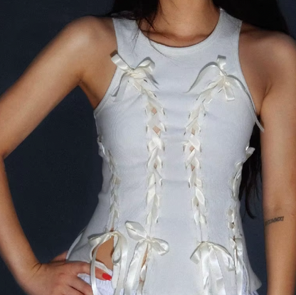 DÉBARDEUR À LACETS ET NŒUD BILLIE