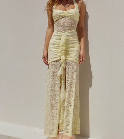 LILIA LACE RUFFLE MAXI DRESS