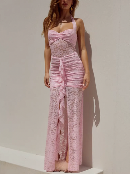 LILIA LACE RUFFLE MAXI DRESS