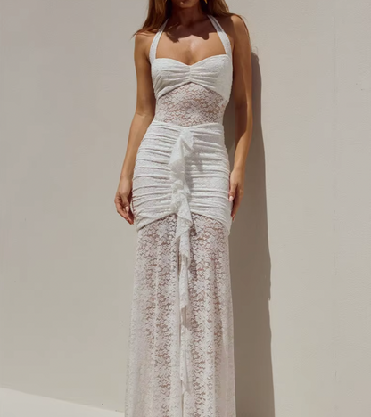 LILIA LACE RUFFLE MAXI DRESS