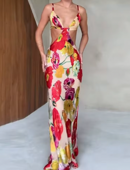ROBE MAXI À FLEURS ET DÉCOUPES ELOISE