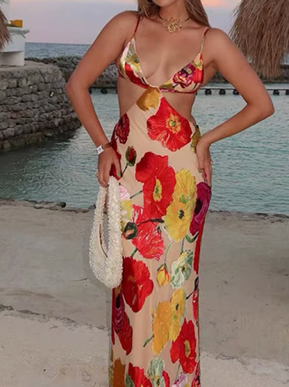 ROBE MAXI À FLEURS ET DÉCOUPES ELOISE