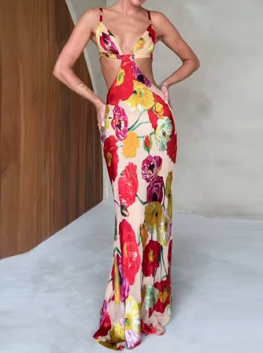ELOISE FLORAL MAXI CUTOUT DRESS - Seldom Seen Styles