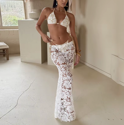 ROONEY ENSEMBLE DE BIKINI 3 PIÈCES AVEC JUPE EN DENTELLE