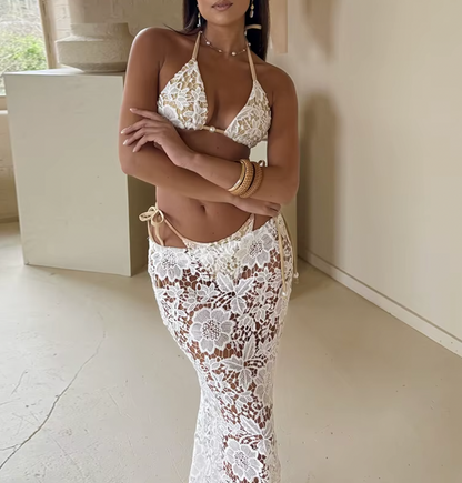 ROONEY ENSEMBLE DE BIKINI 3 PIÈCES AVEC JUPE EN DENTELLE