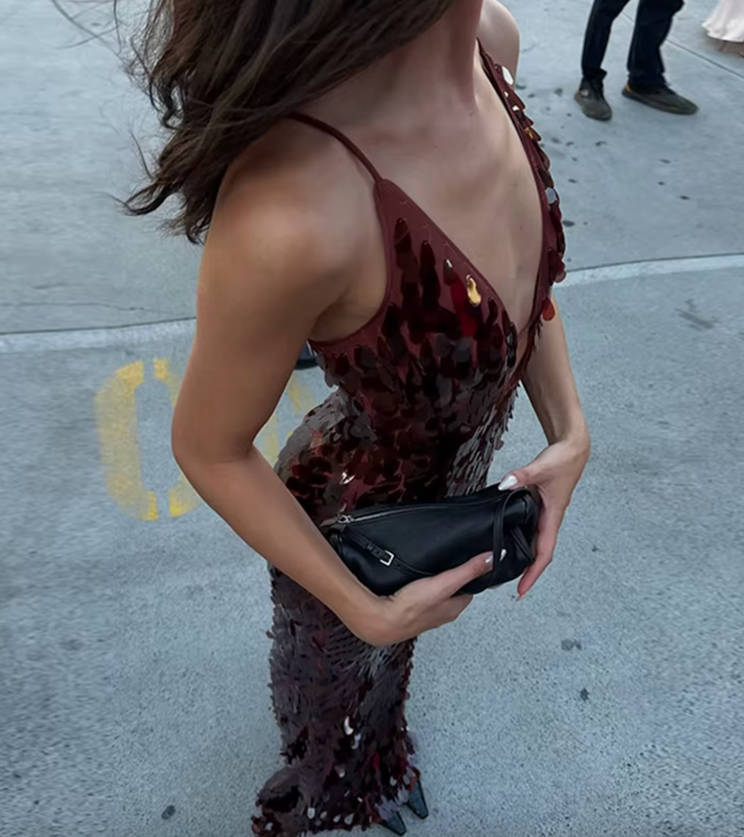 AUSTIN BROWN V NECK SEQUIN DRESS - Seldom Seen Styles