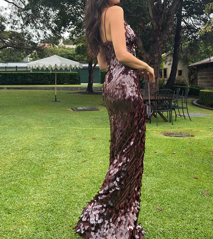 AUSTIN BROWN PAILLETTENKLEID MIT V-AUSSCHNITT