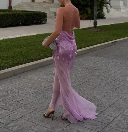 JANA SHEER SEQUIN V NECK DRESS