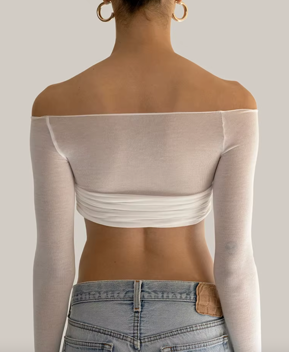 LARA CROPPED LONG SLEEVE TOP - Seldom Seen Styles