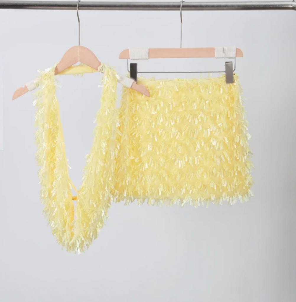 ROSS SEQUIN HALTER TOP & SKIRT SET - Seldom Seen Styles