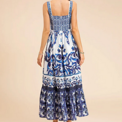 Porcelain Print A-Line Maxi Dress