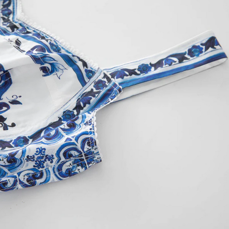 Porcelain Print A-Line Maxi Dress - Seldom Seen Styles